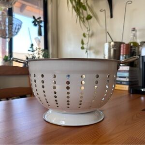 White Metal Colander with Handles
